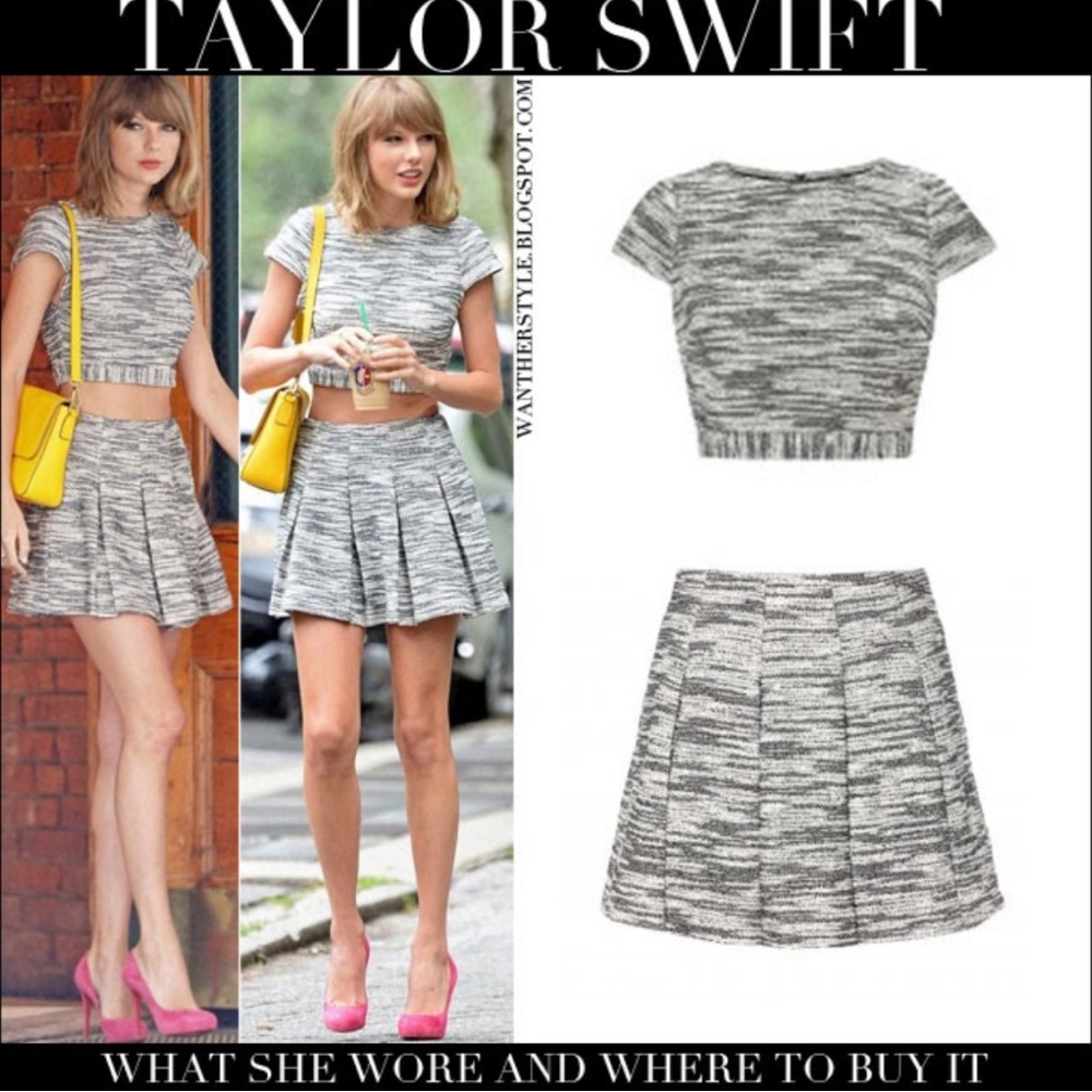 Alice and Olivia Skirt and Top Set (Taylor swift gray two piece set)
